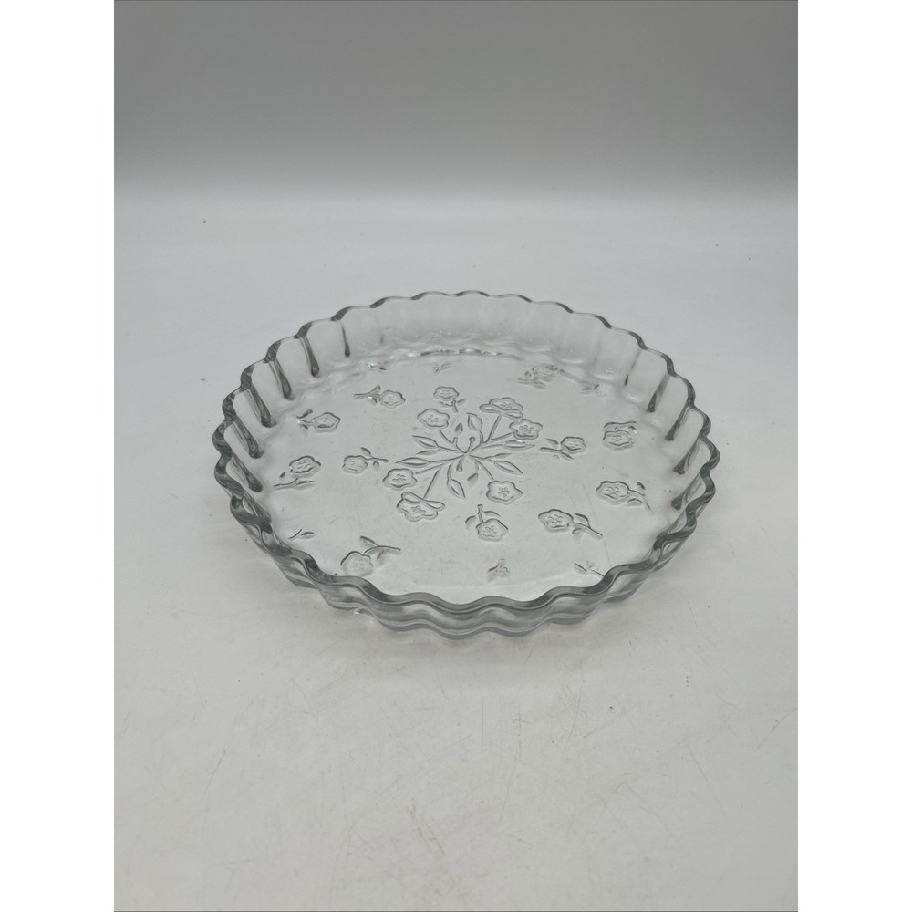 Anchor Hocking Savannah Glass Quiche Pan Pie Plate 10in Vintage Excellent Cond